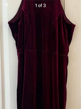 Velvet Sleeveless Midi Halter Dress in Deep Burgundy (Wore Once)